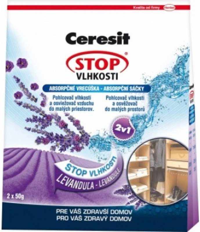 Recenze Ceresit Stop vlhkosti Absorpční sáčky 2 x 50 g levandule