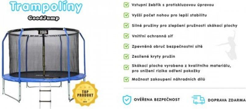 Pohled na GoodJump 3UPVC 305 cm + ochranná síť + žebřík - Inside