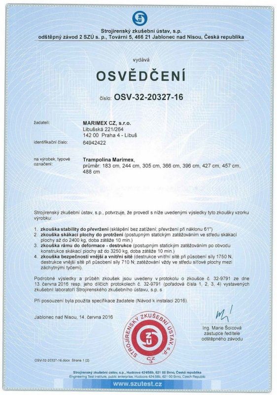 Komentáře k Marimex Standard 366 cm + vnitřní ochranná síť + žebřík