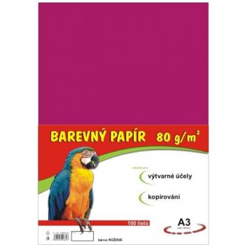 Barevný papír A3 80 g 100 ks růžový
