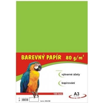 Barevný papír A3 80 g 100 ks zelený
