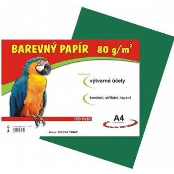 Barevný papír A4 80 g 100 ks tmavě zelený