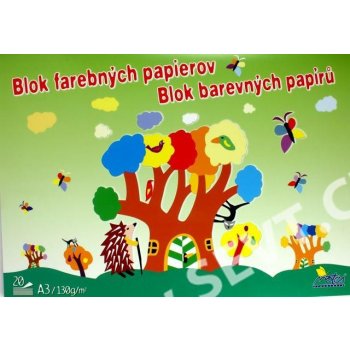 Blok barevných papírů A3 130 g 20 listů