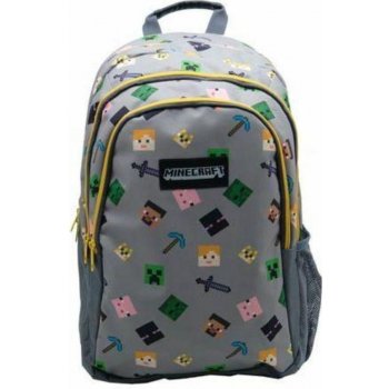 CurePink batoh Minecraft Characters šedá polyester