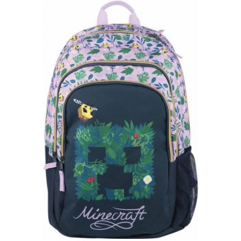 CurePink batoh Minecraft Crepper Face šedá polyester
