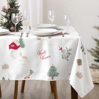 Goldea vánoční hranatý ubrus 100% bavlněné plátno české vánoce 120x180cm