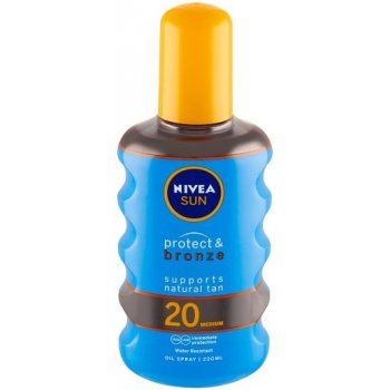 Nivea Sun Protect & Bronze olej na opalování spray podporující zhnědnutí SPF20 200 ml