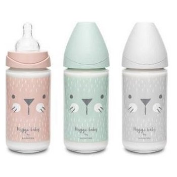 Suavinex láhev sklo 3P Hygge šedá 240 ml