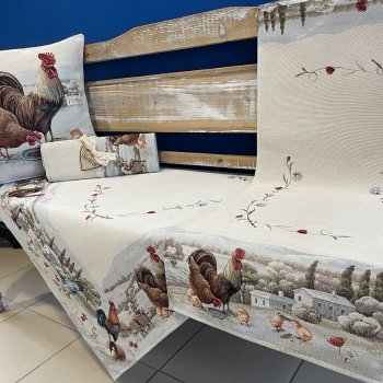 Tegatex Velikonoční gobelínový ubrus Kohout se slepičkou 40x100 cm