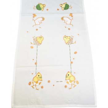 TiaHome Velikonoční ubrus Kuřátka žlutá 40x110cm
