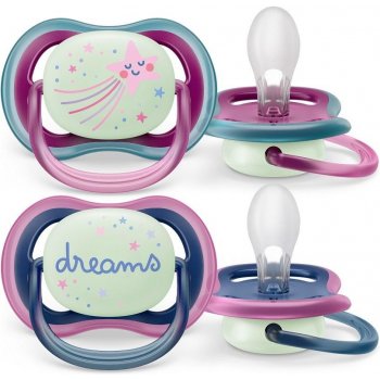 Avent Philips šidítko ultra air 376/12 Nighttime girl BPA free 2Pack