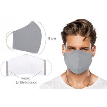Bellatex rouška bavlněná na gumičku s vnitřní kapsou 18cm uni šedá