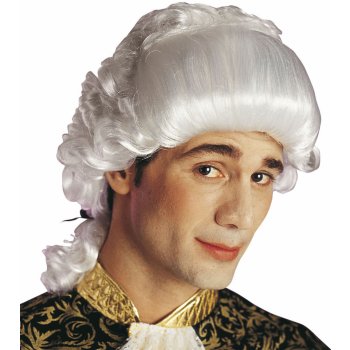 Bílá pánská historická paruka barokní Casanova