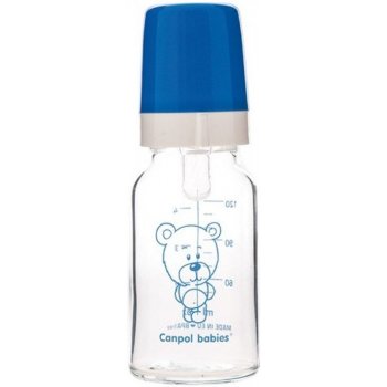 Canpol babies láhev skleněná Teddy Friend modrá 120ml