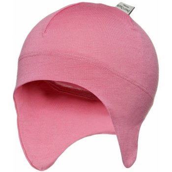 Dětská čepička z merino vlny pro miminko přes uši růžová SWEET CHEEKS MERINO