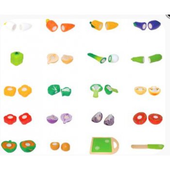 Eco Toys dřevěná zelenina na krájení + příslušenství 20ks