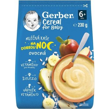 Gerber Cereal for Baby Mléčná kaše na dobrou noc ovocná 6m+ 230 g