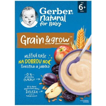 Gerber Natural Mléčná kaše pšenično ovesná jablko a švestka 220 g