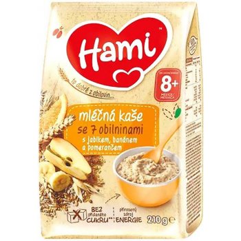 Hami Mléčná kaše se 7 obilninami s jablkembanánem a pomerančem 210 g