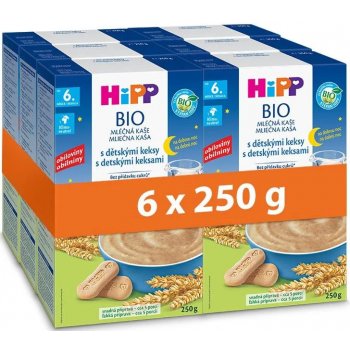 Hipp Bio Mléčná kaše na dobrou noc s dětskými keksy 6 x 250 g