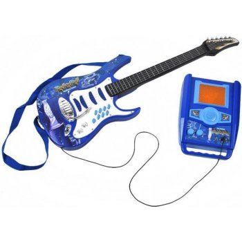 ISO rocková elektrická kytara na baterie + zesilovač a mikrofon modrá
