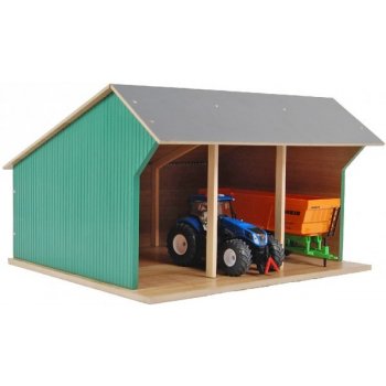 Kids Globe Dřevěná stodola pro 3 zemědělské stroje 1:32