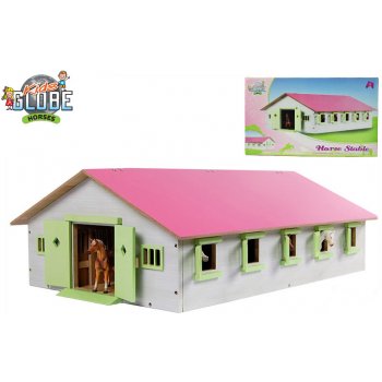 Kids Globe Horses stáj pro koně 62x43x22cm růžová 1:32