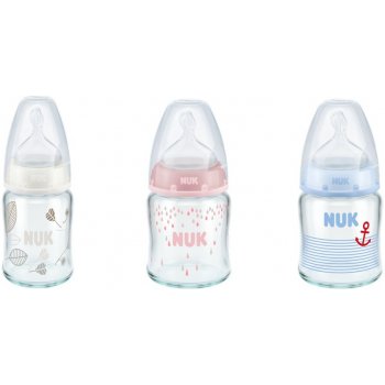 NUK First Choice + láhev skleněná silikon V1-S Bílá 120ml