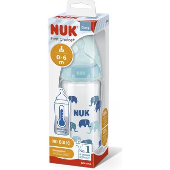Nuk skleněná kojenecká láhev FC s kontrolou teploty modrá 240 ml
