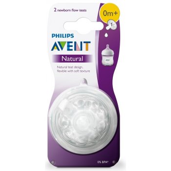 Philips Avent dudlík na kojeneckou láhev natural 1 otvor transparentní 2 ks