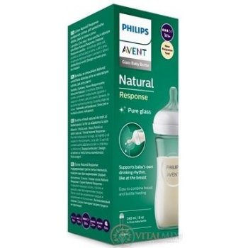 Philips Avent láhev Natural Response skleněná transparentní 240 ml