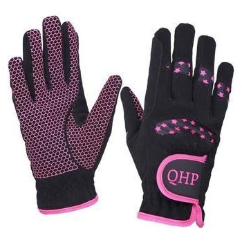 QHP Rukavice Multi Star černé/ fuchsia dospělé