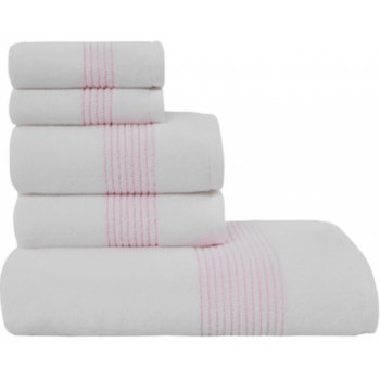 Soft Cotton dárková sada ručníků a osušek Aqua bílá / růžová výšivka 450 gr/m² 2ks malý ručník 33 x 33cm + 2ks ručník 45 x 90cm + osuška 75 x 150cm česaná prémiová bavlna 100%