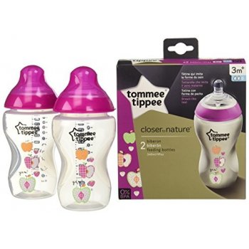 Tommee Tippee láhev s obrázky C2N 2ks růžová new 340ml