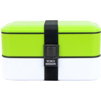 Yoko Design svačinový dvoupatrový box s příbory zelená