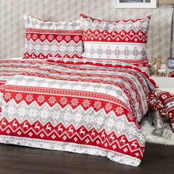 4Home Vánoční bavlna povlečení Red Nordic 140x220 70x90