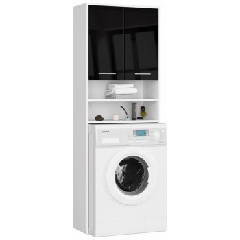 Ak furniture Koupelnová skříňka nad pračku Fin bílá/černá lesk