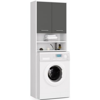 Ak furniture Koupelnová skříňka nad pračku Fin bílá/šedá