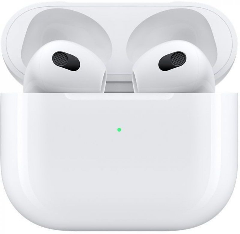 Pohled na Apple AirPods 2022 s lighting nabíjecím pouzdrem MPNY3ZM/A