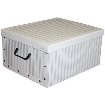 Compactor Anton Skládací úložná krabice karton box 50 x 40 x 25 cm bílá / šedá