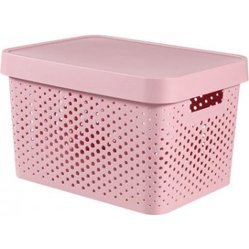 Curver Úložný box s víkem a puntíky Infinity 17 l růžová