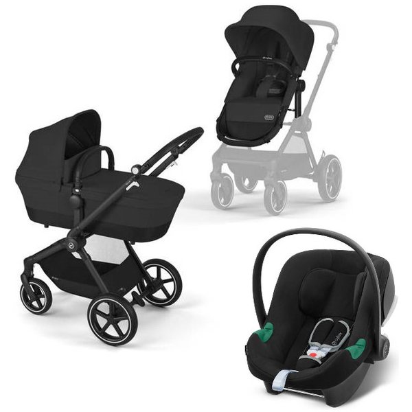 Cybex Eos Basic 3v1 Kombinovaný Rám Černý + Adaptéry + Autosedačka Aton B2 I-Size Moon Black 2023
