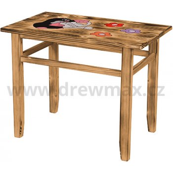Drewmax jídelní stolek s obrázkem vyrobený z masivní borovice s obrázkem AD232 36x60x46 cm Výchozí
