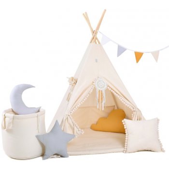 ELIS DESIGN standard Set teepee stan Krémový s bambulkami