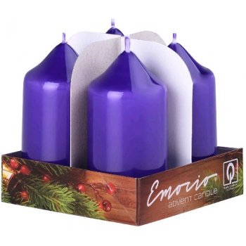 Emocio adventní válec 4ks 4 x 75 mm Lak fialové