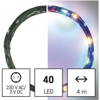 Emos D3AM01 LED řetěz nano zelený multicolor 4m