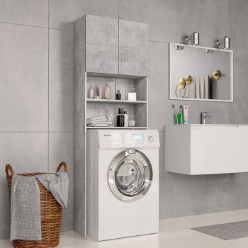 Greatstore Skříňka nad pračku betonově šedá 64 x 25,5 x 190 cm dřevotříska