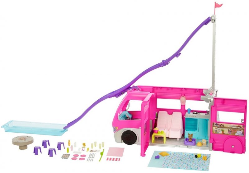 Zkušenosti s Mattel Barbie Karavan snů s obří skluzavkou HCD46