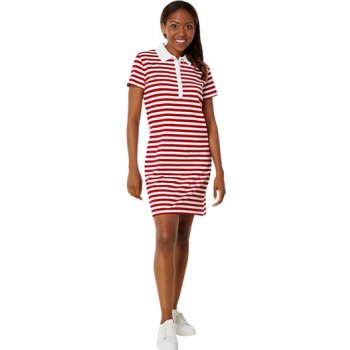 Tommy Hilfiger dámské polo šaty Stripe Polo červený proužek