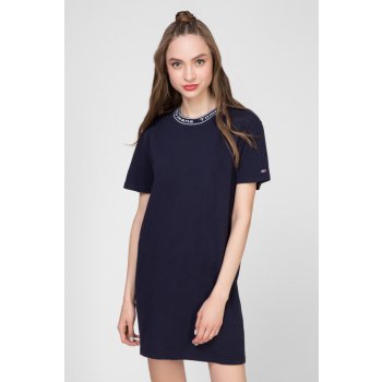 Tommy Hilfiger Tommy Jeans TJW branded neck tee dress tmavě modrá